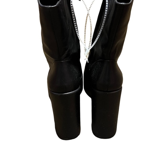 GIANNI BINI BLACK LEATHER PLATFORM BOOTS W/SIDE ZIP SIZE 9.5M - Picture 5 of 7